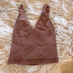 NWOT Free People Intimately Washed Seamless Crop Top in Mocha. 💜